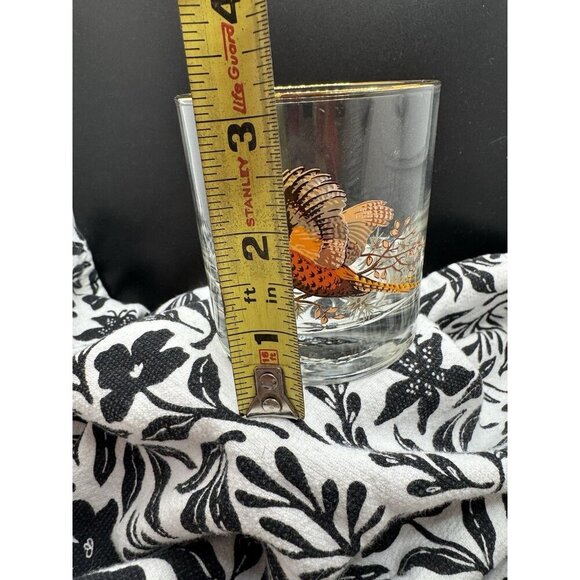 Pheasant Lowball Gold Rim Cocktail Glasses 3 1/8” x 2 7/8” Vintage No Chips - Picture 2 of 3